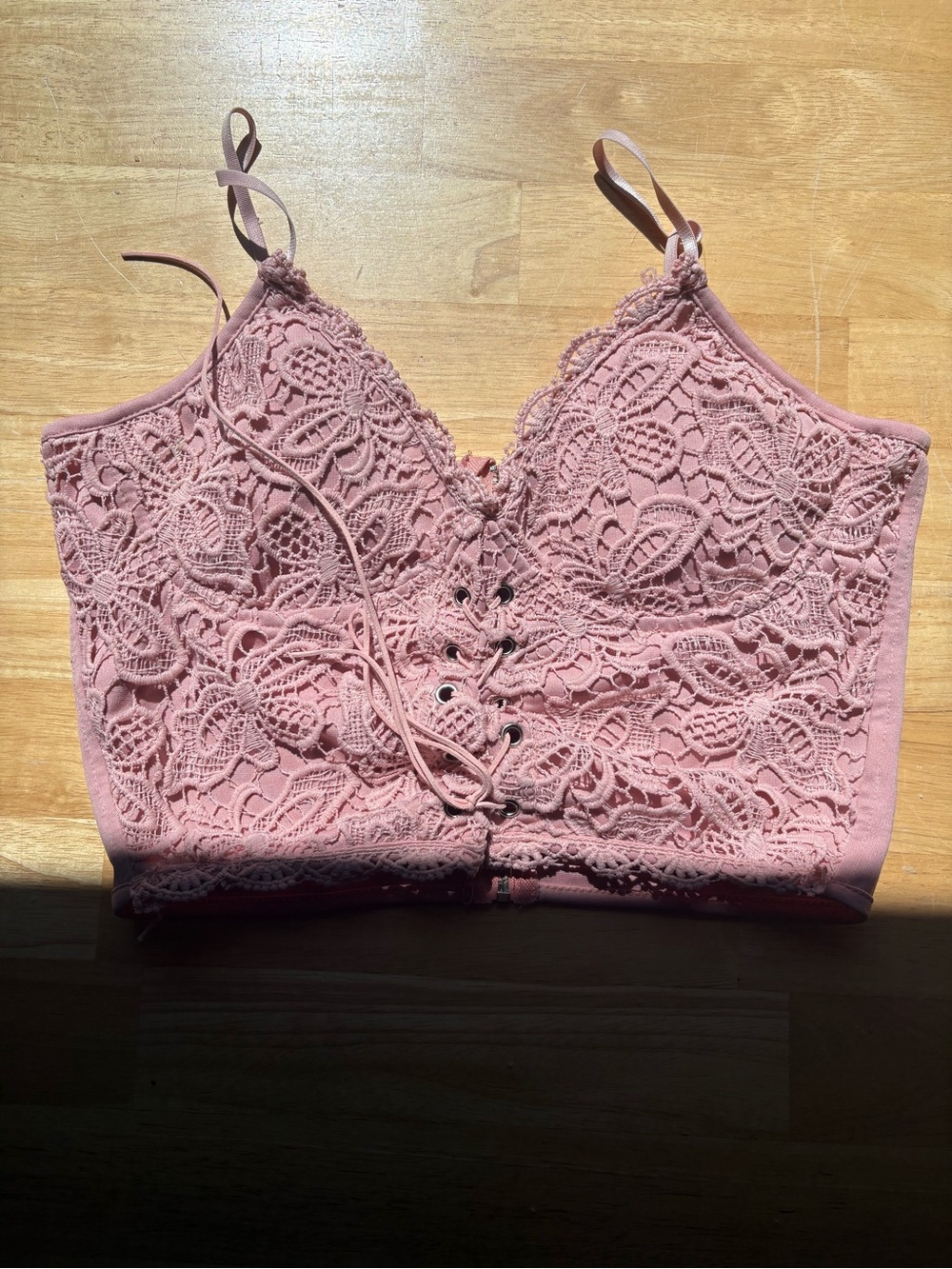 Lace Corset Bralette Top in Dusty Rose